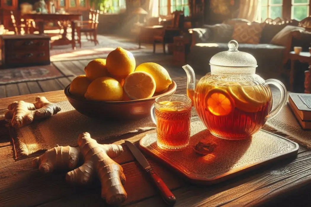 chá de gengibre com limão